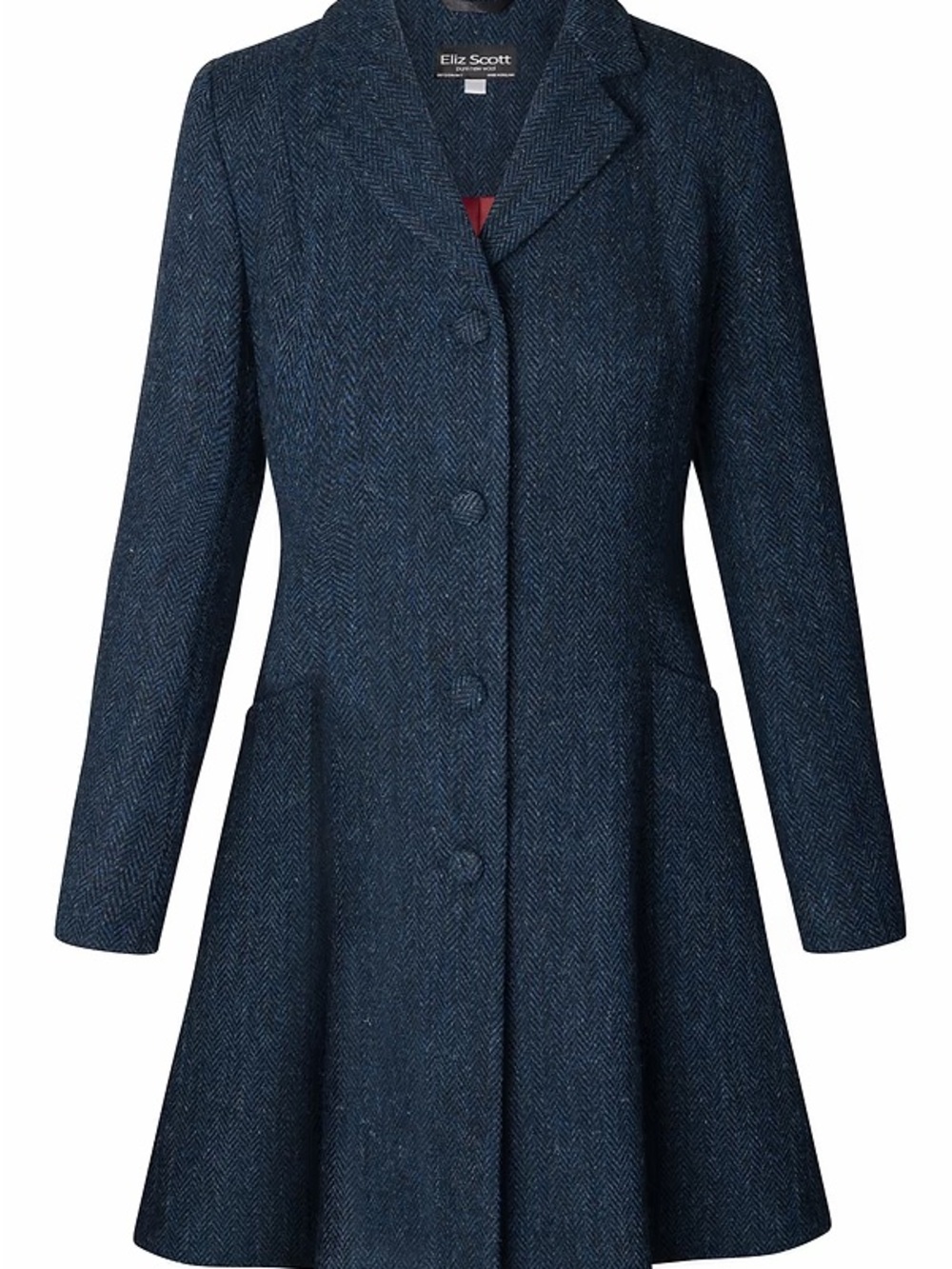 Eliz Scott Women's Navy Herringbone Fit-and-Flare Pea Coat